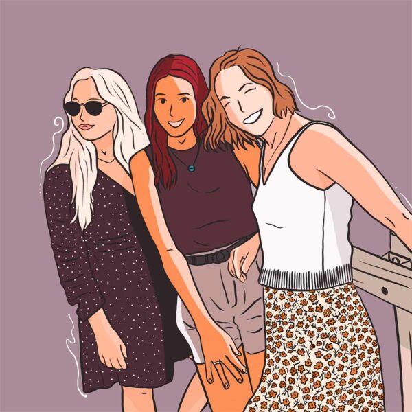 Ilustración personalizada, grupo de amigas.