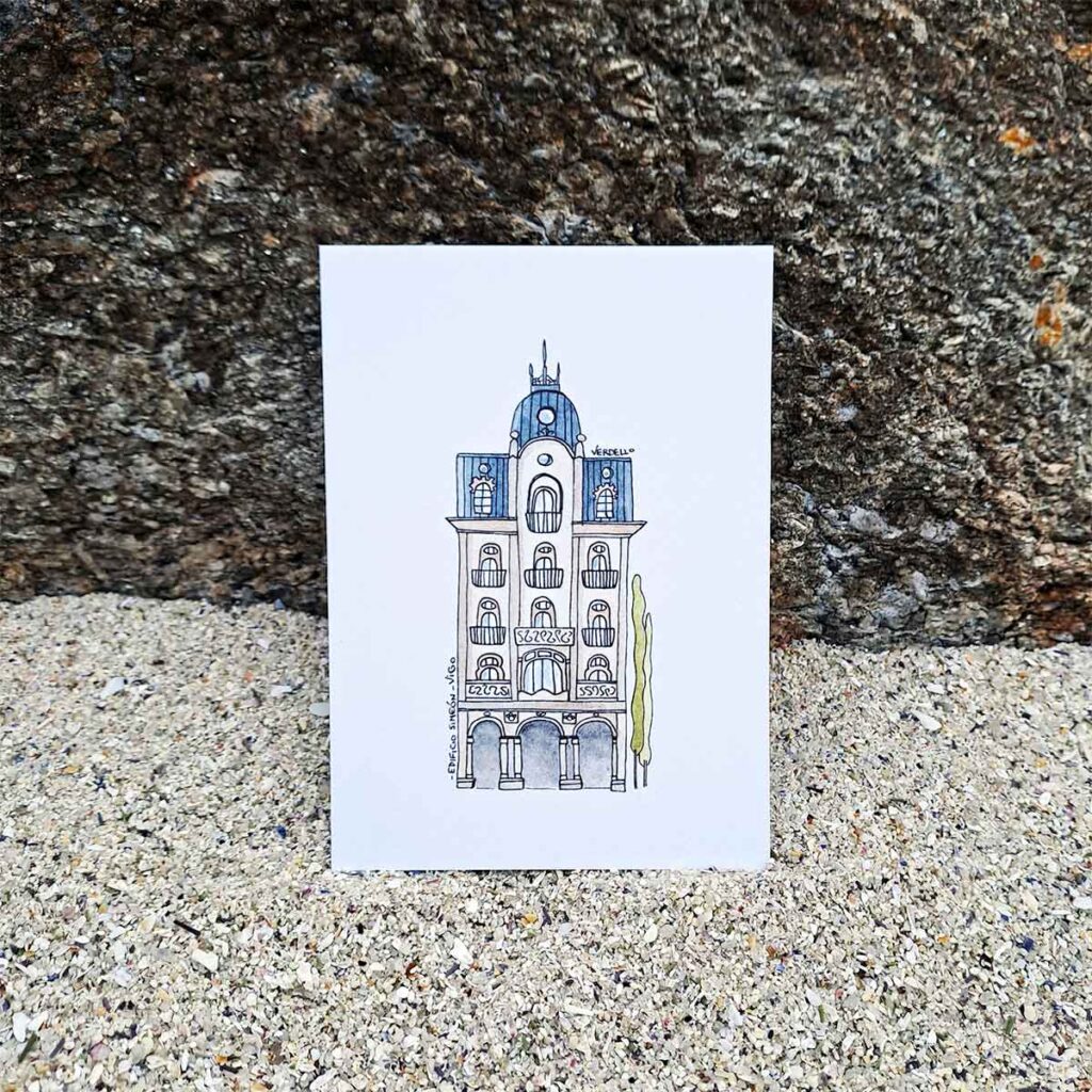 Postal Edificio Simeón, Vigo.