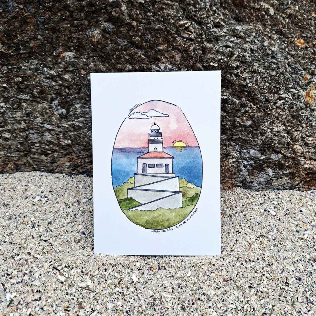 Postal Faro Illas Cíes.