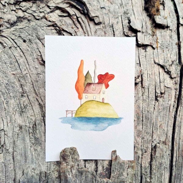 Postal casa en el lago