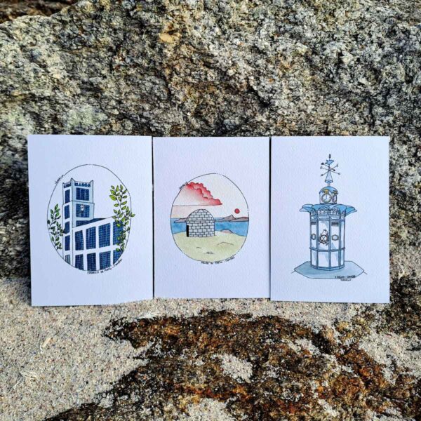 Pack postales de Cangas: fábrica de Massó, Facho y Reloxo.