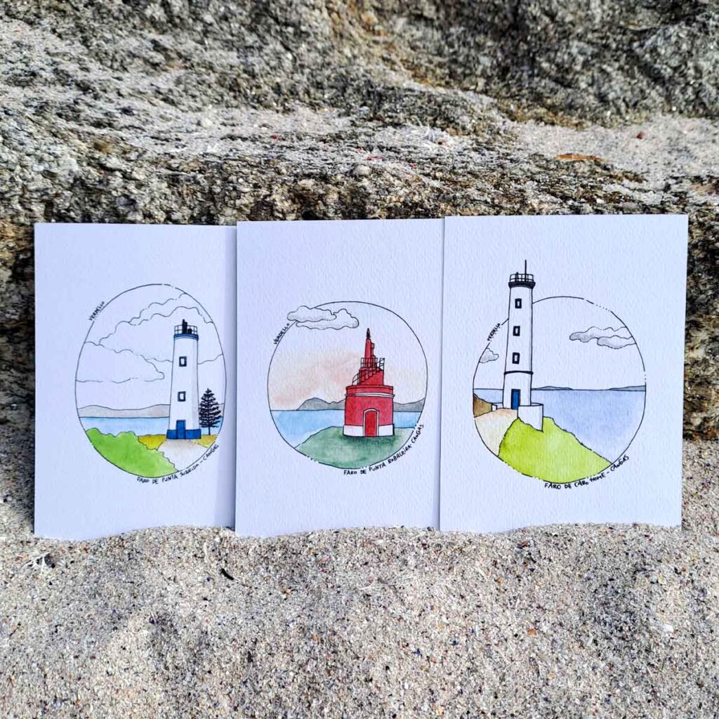 Pack postales de Cabo Home con los 3 faros.