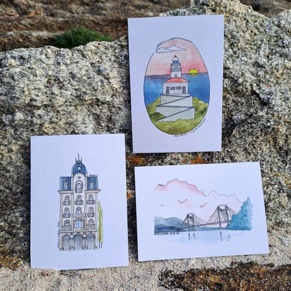 Pack de Vigo: faro de Cíes, Edificio Simeón y Ponte de Rande.