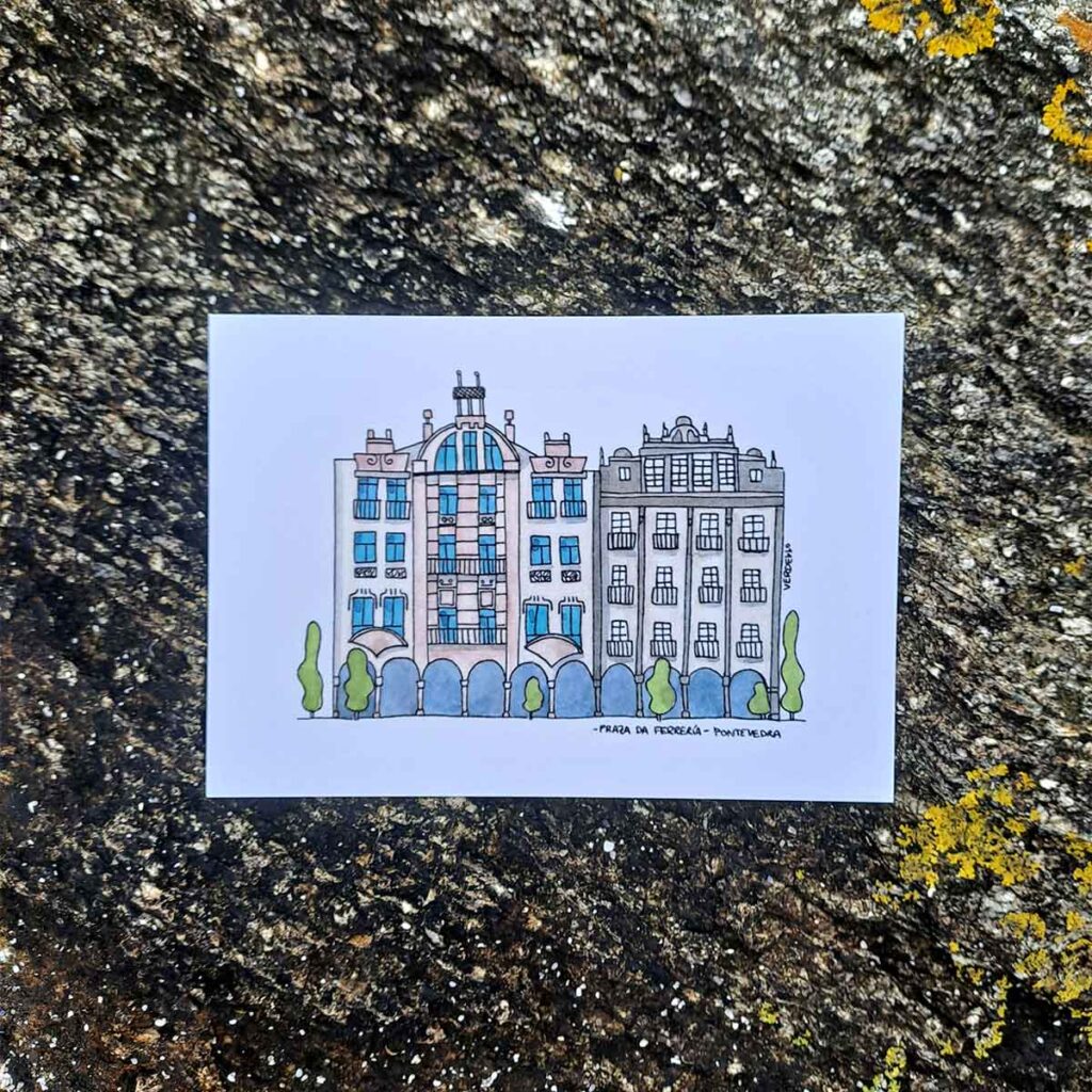 Postal Praza da Ferrería, Pontevedra.