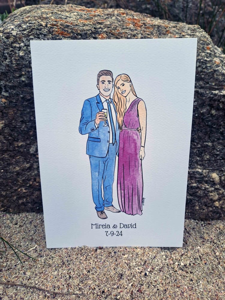 Live art: pareja en una boda.