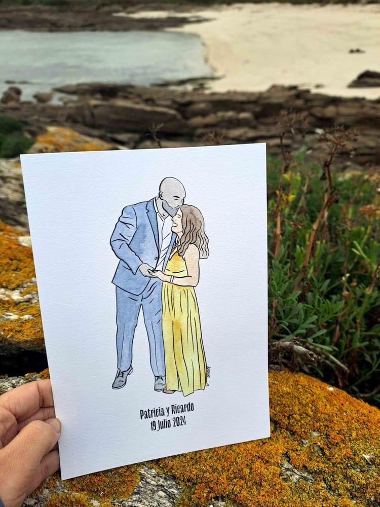 Live art: pareja en una boda